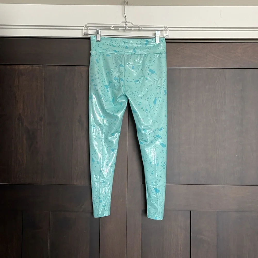 Converse Girls High Rise Shine Leggings in Light Dew Mint Green Size Medium